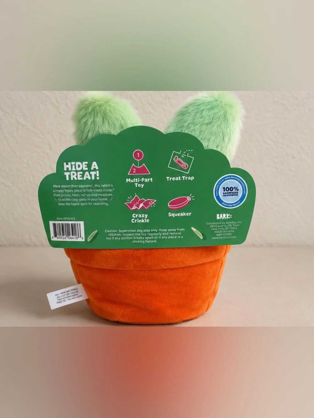 Bark Hana The Hippie Hopper Dog Toy Plush Bunny Hide and Seek